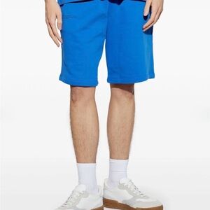 Pangaia 365 midweight long blue knit shorts men’s large organic recycled cotton